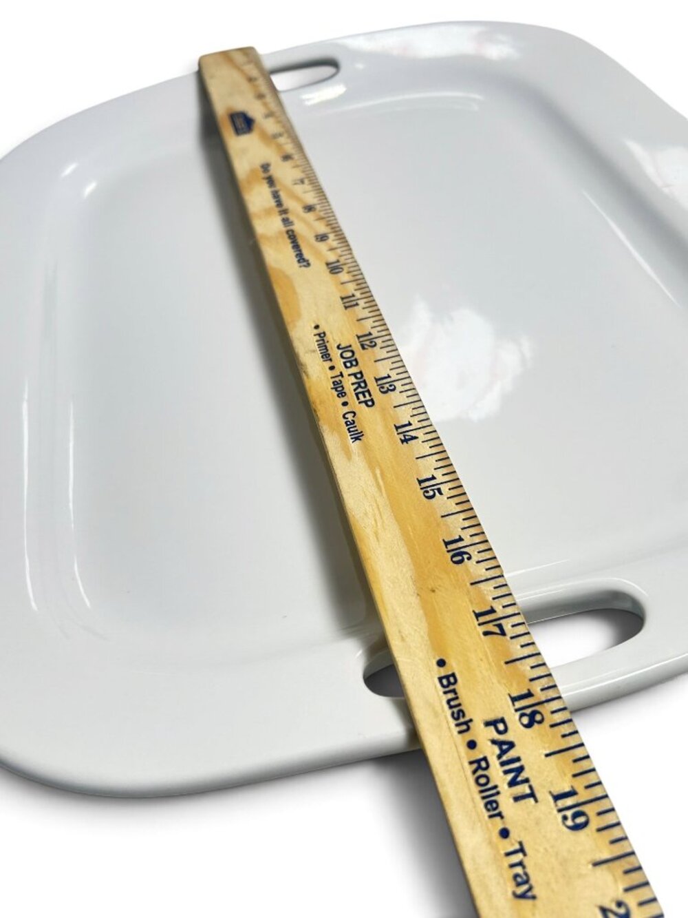 The Cellar Whiteware White Ceramic Rectangular Handled Serving Tray 18x14 Inches - Picture 4 of 5